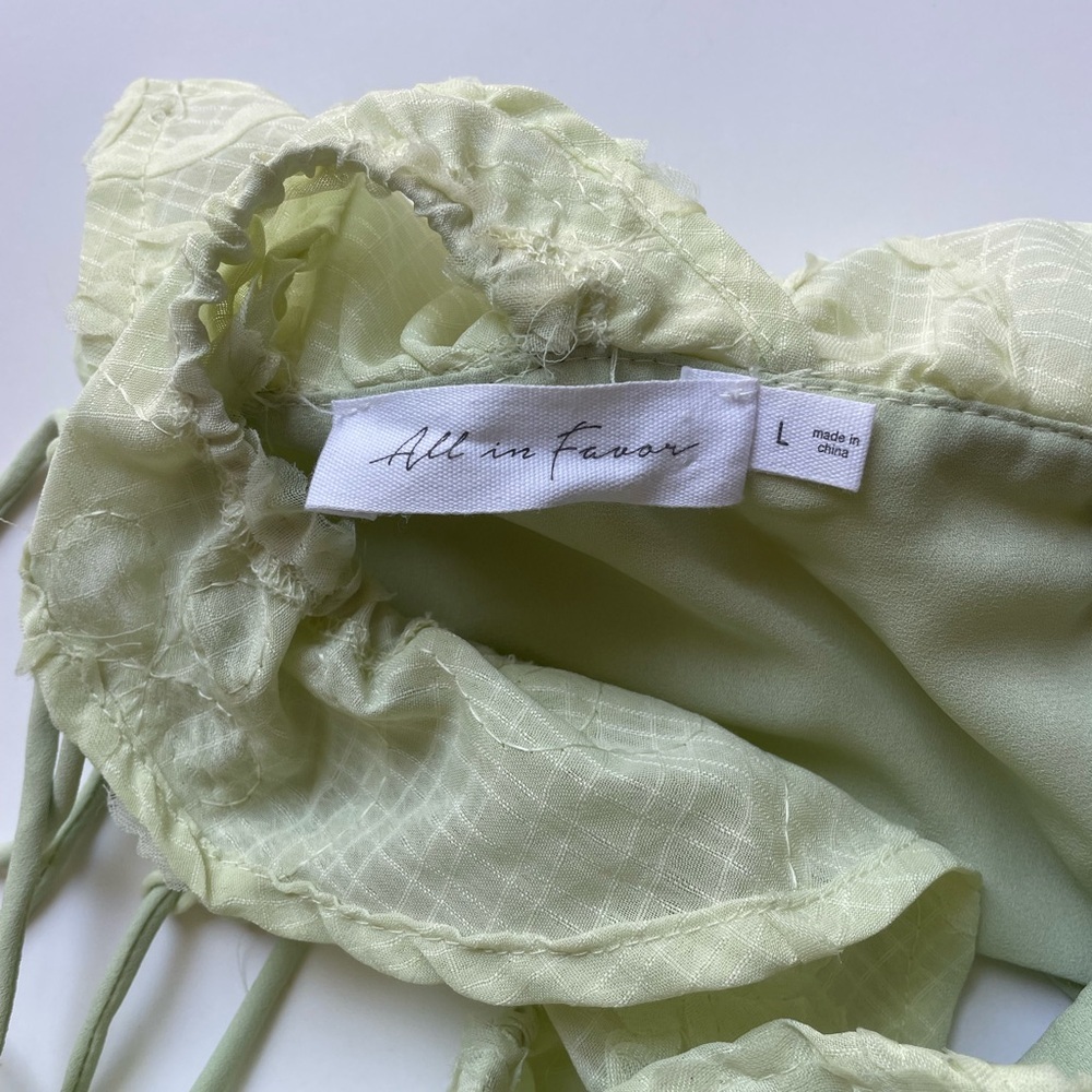 new All in Favor Light Green Ruffle Dress pistachio green large - Picture 3 of 8